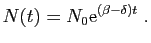 $\displaystyle N(t) = N_0 \mathrm{e}^{(\beta -\delta)t}\;.
$